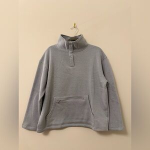 Zenana Half Snap Turtleneck Fleece Sweatshirt Gray Small NWOT